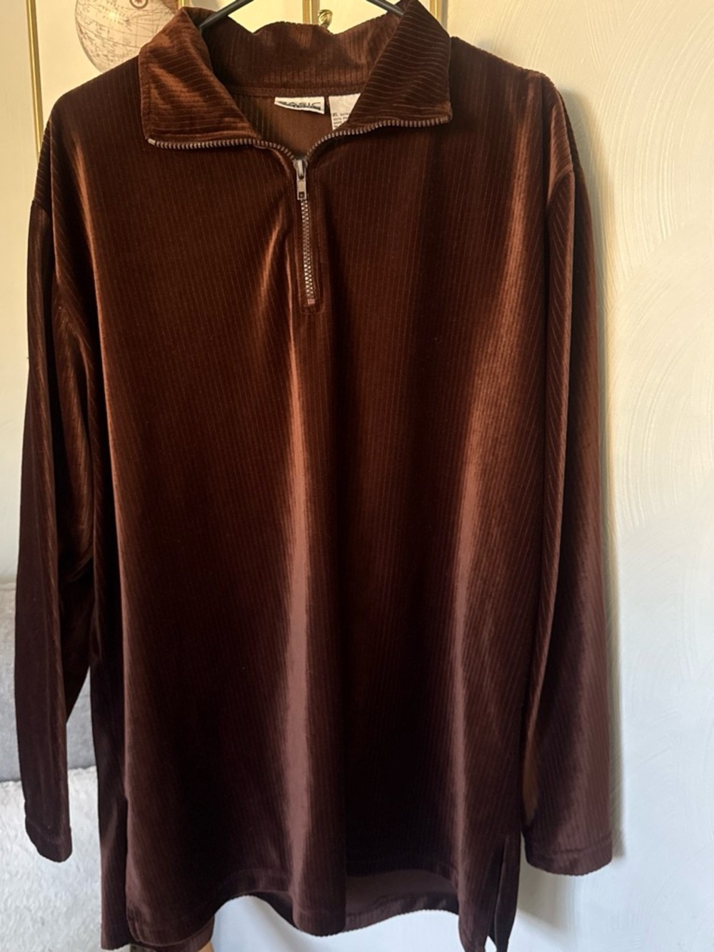 Basic Editions Women’s Lightweight XL Quarter-Zip Sweater in Brown
